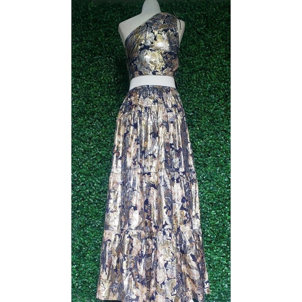 J.Crew Collection One-Shoulder Silk-Lurex® Dress in Lily S… - Picture 5 of 13